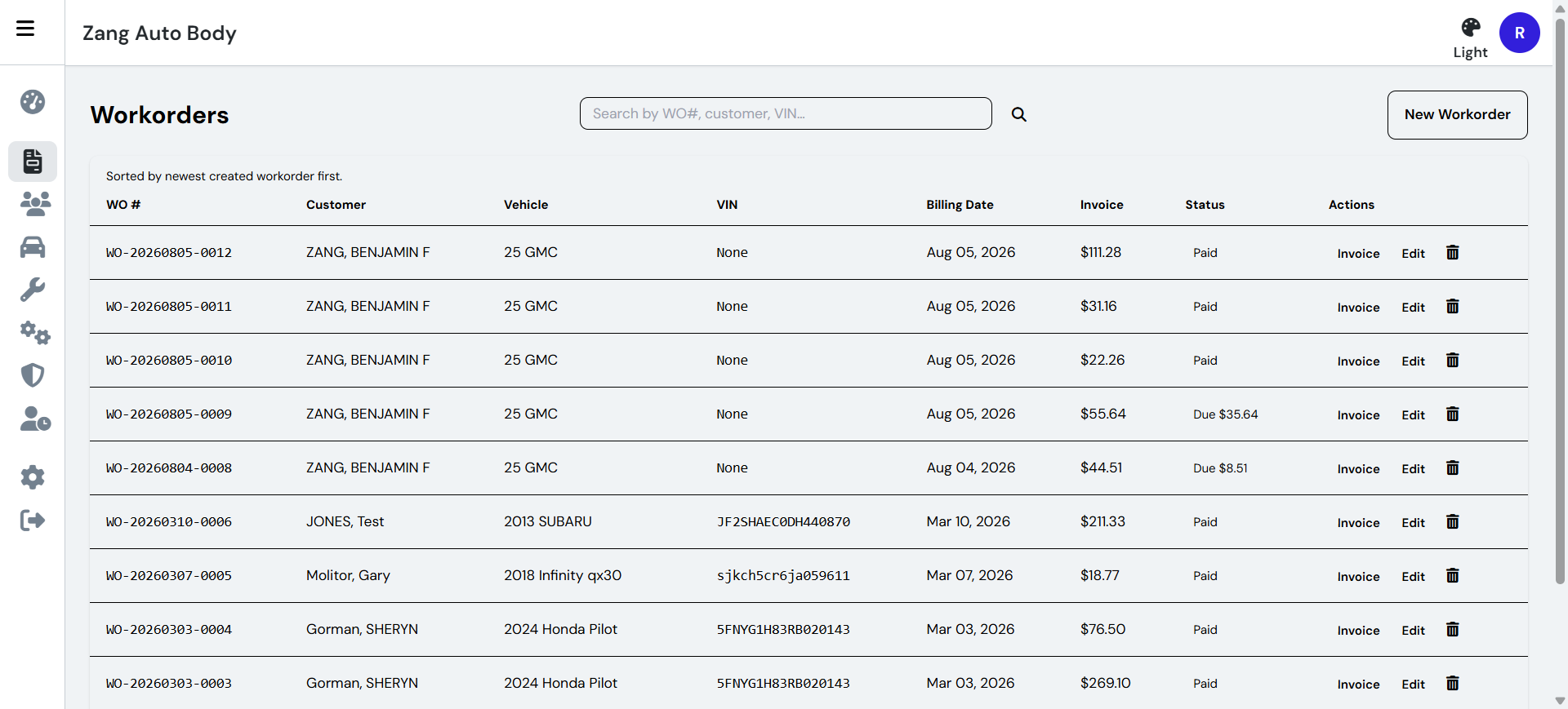 Auto Servicing Workorder/invoice thumbnail