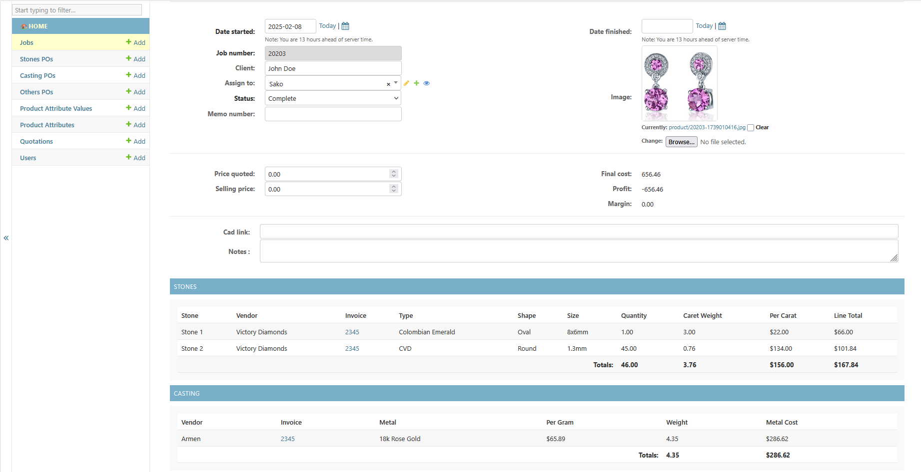 Jewelry Production & Quotation Management System