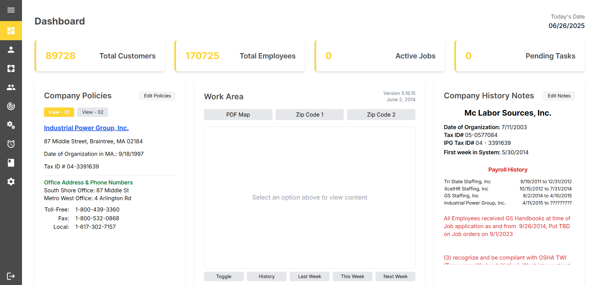 Labor Source Management